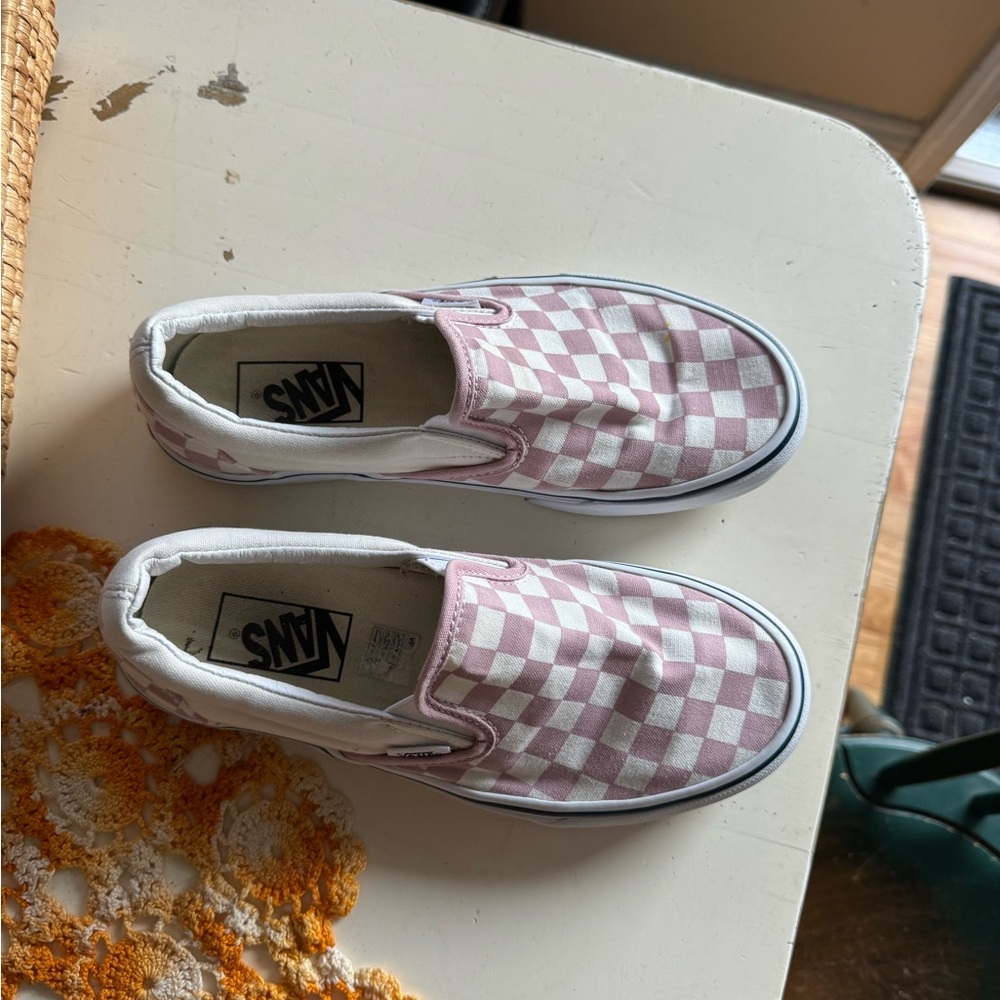 Classic Slip-On Checkerboard Shoe Foxglove Pink Mens 5 Women’s 6.5